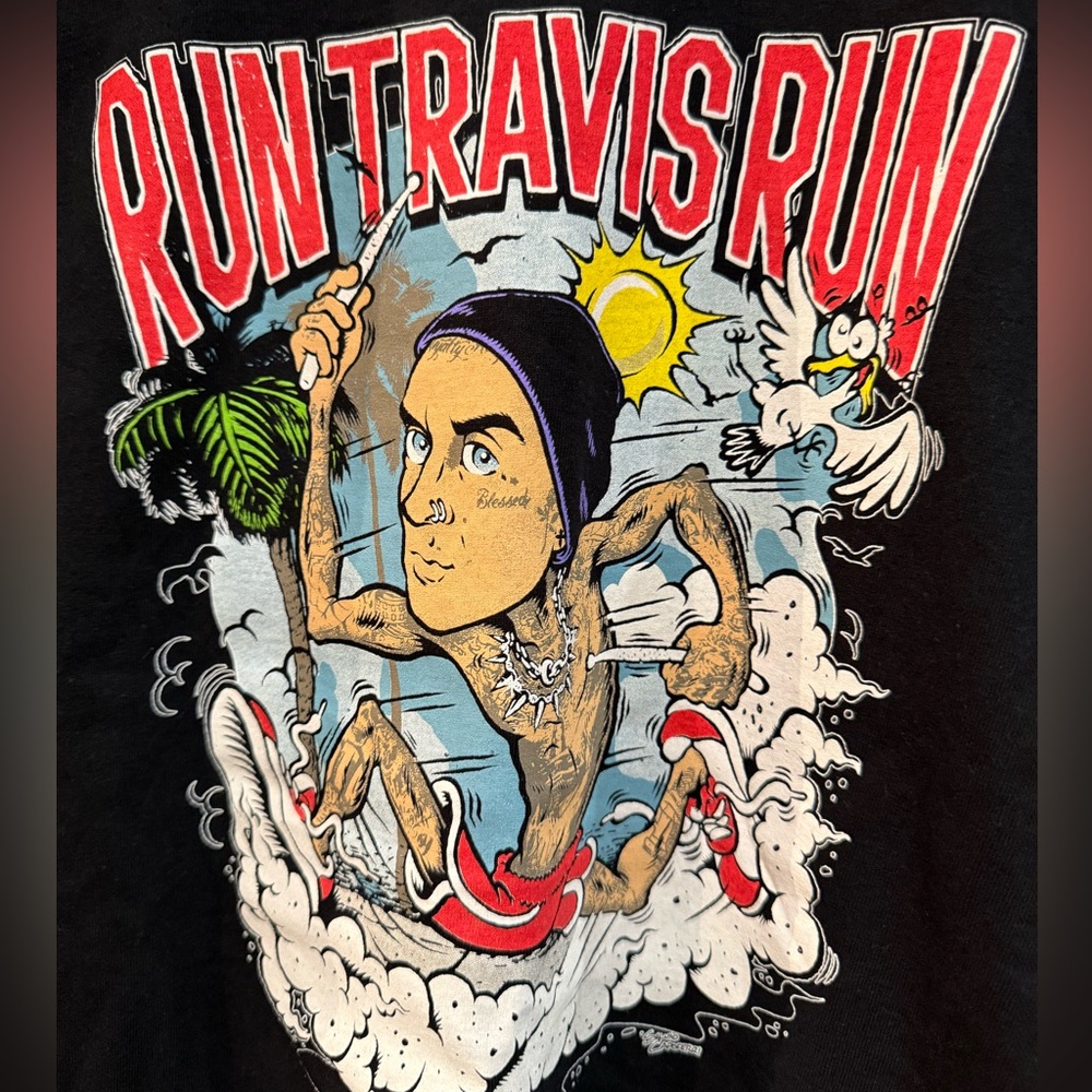 blink 182 Travis Barker Run Travis Run 5k marathon shirt and medal